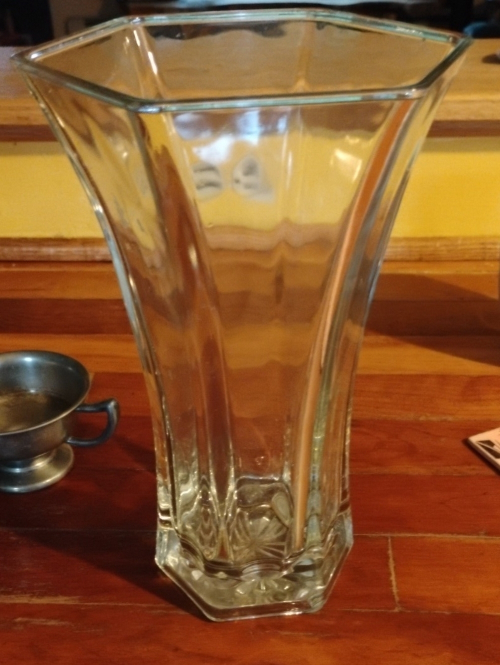 CENTERPIECE VASE HOOSIER GLASS VASE MID CENTURY MODERN EPLVC  10 1/4"